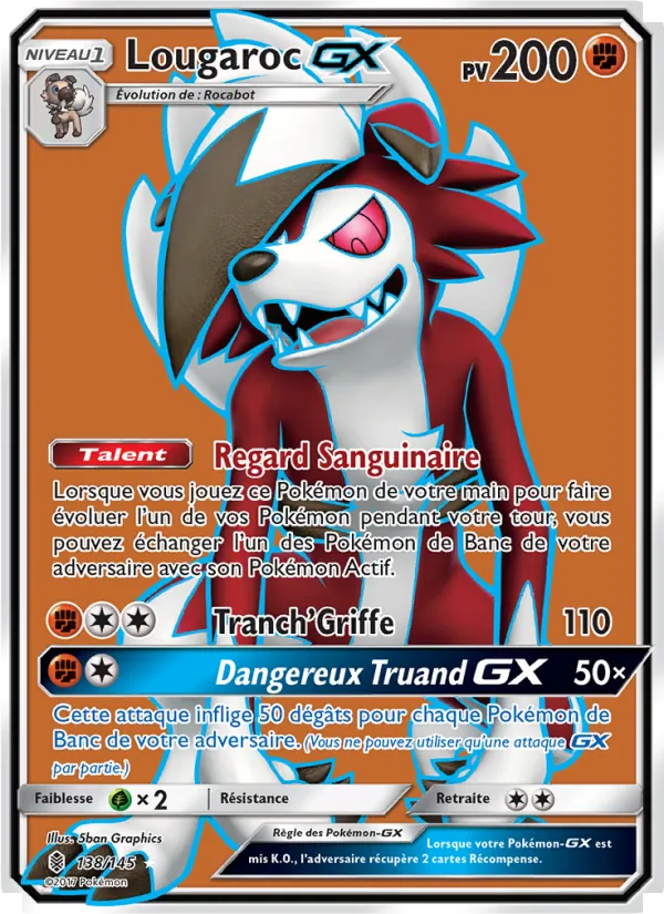 Carte Pokémon Lougaroc GX de l'extension Gardiens Ascendants