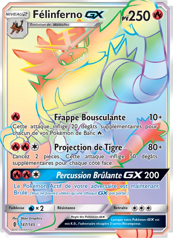 Carte Pokémon Félinferno GX de l'extension Gardiens Ascendants