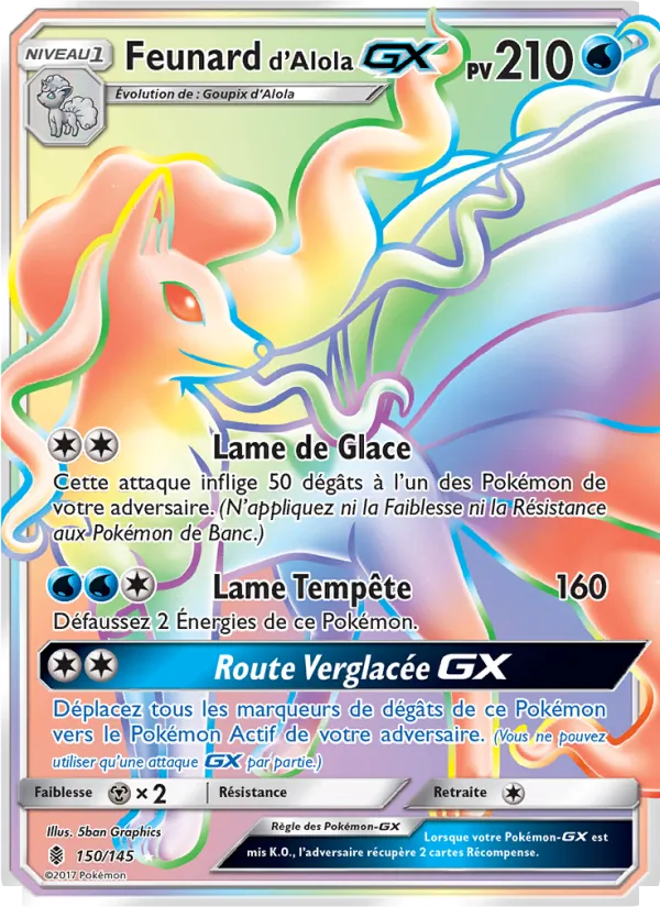Carte Pokémon Feunard d’Alola GX de l'extension Gardiens Ascendants