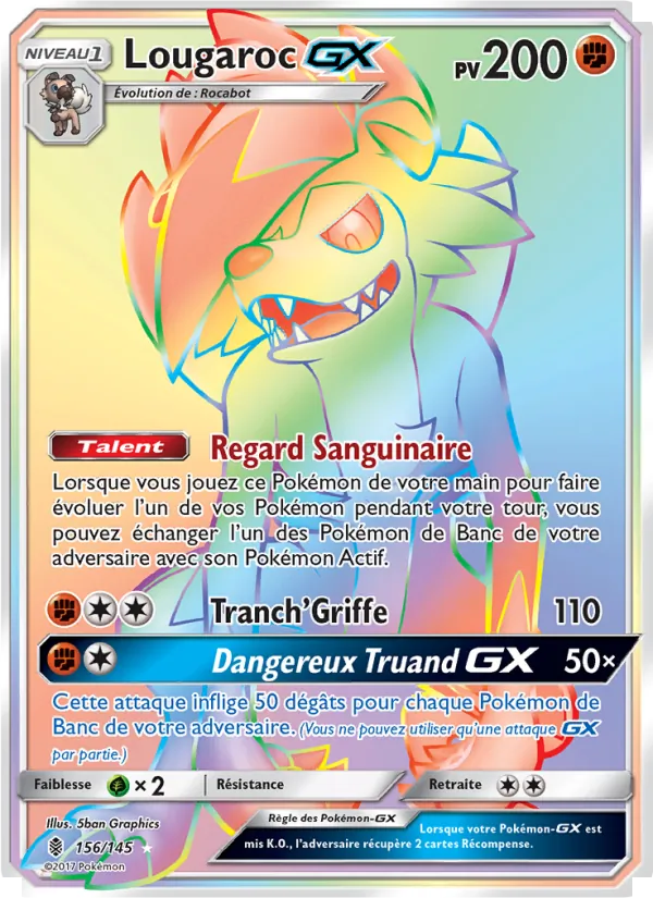 Carte Pokémon Lougaroc GX de l'extension Gardiens Ascendants