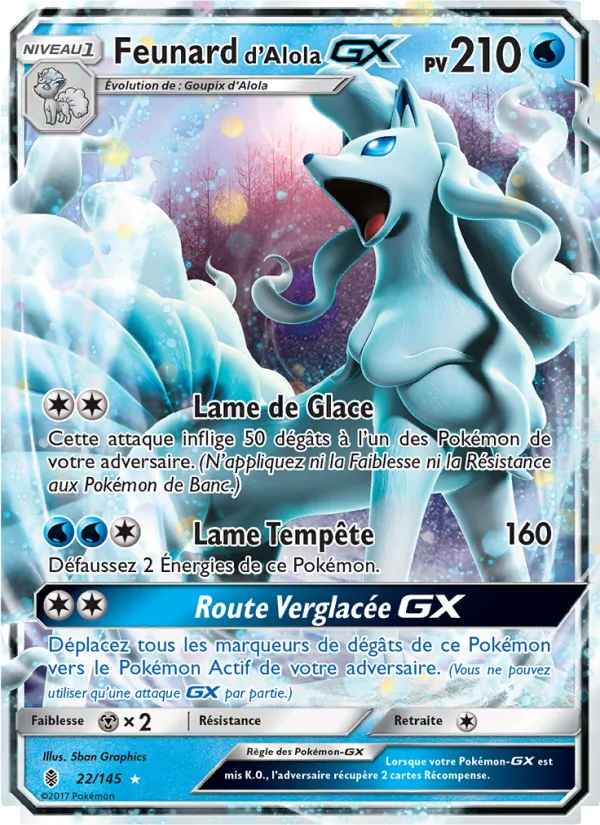 Carte Pokémon Feunard d’Alola GX de l'extension Gardiens Ascendants