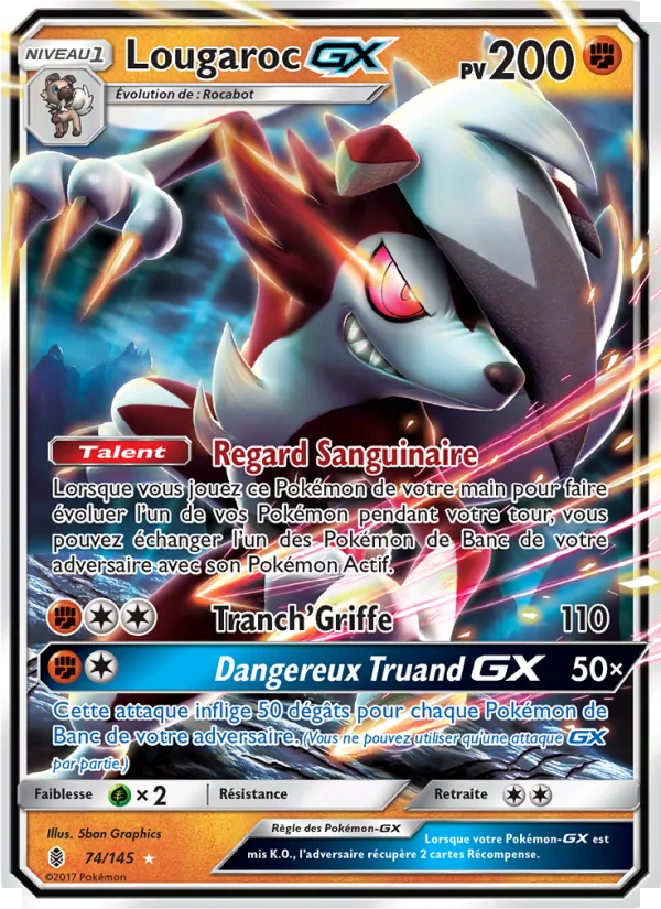 Carte Pokémon Lougaroc GX de l'extension Gardiens Ascendants