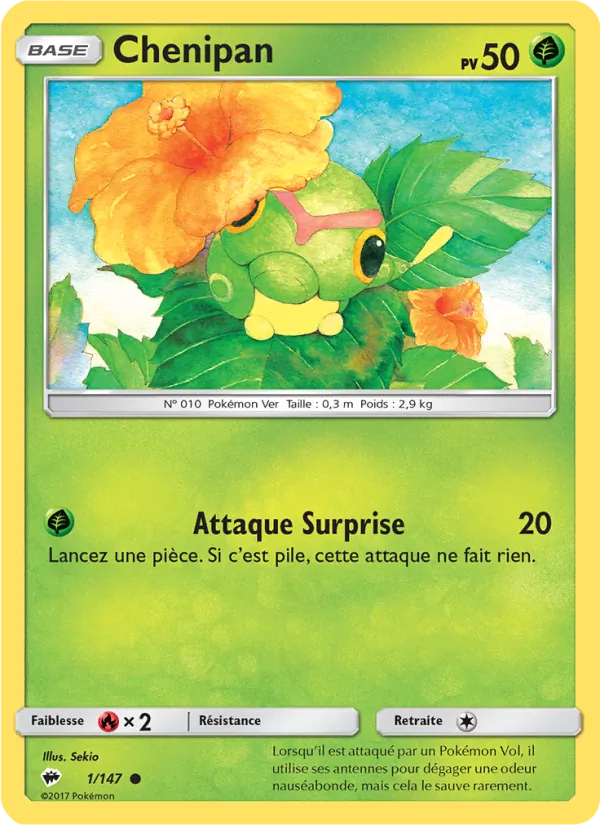 Carte Pokémon Chenipan de l'extension Ombres Ardentes