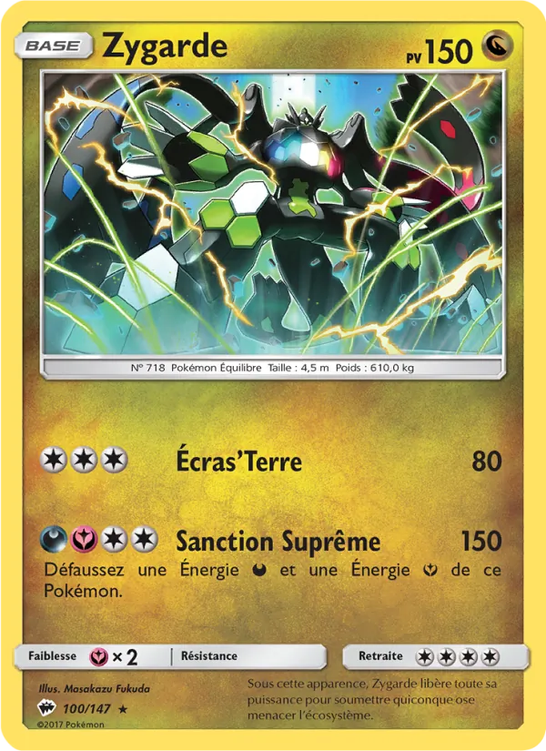 Carte Pokémon Zygarde de l'extension Ombres Ardentes
