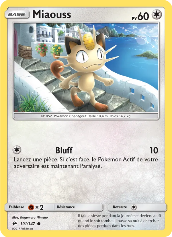Carte Pokémon Miaouss de l'extension Ombres Ardentes
