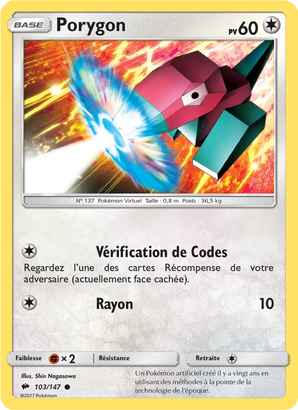 Carte Pokémon Porygon de l'extension Ombres Ardentes