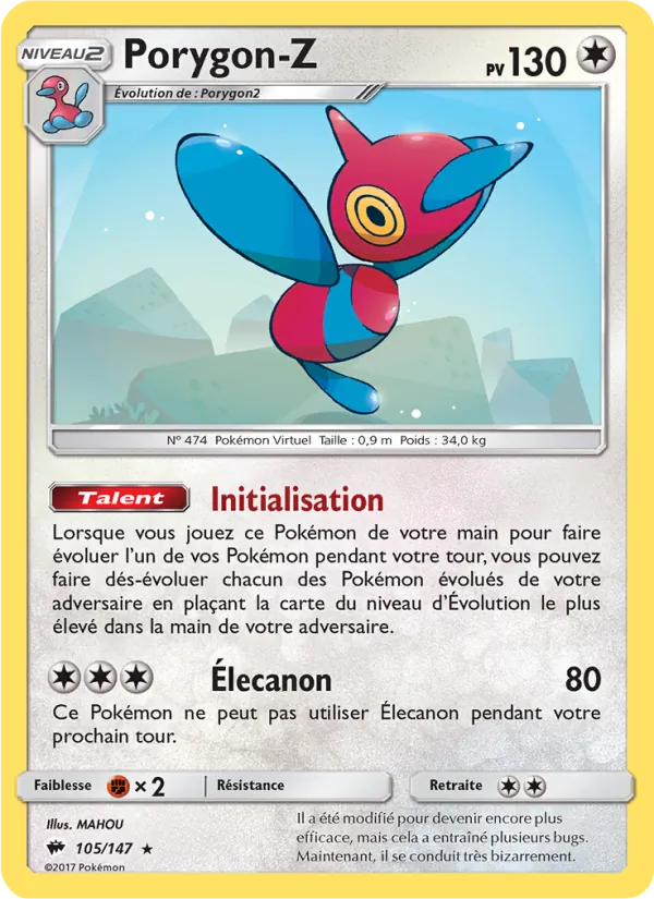 Carte Pokémon Porygon-Z de l'extension Ombres Ardentes