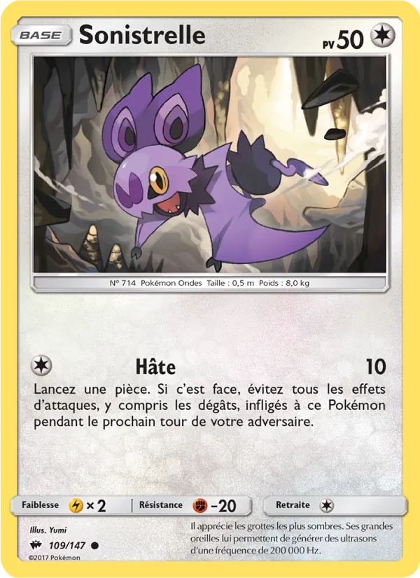 Carte Pokémon Sonistrelle de l'extension Ombres Ardentes