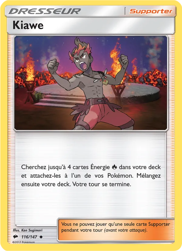 Carte Pokémon Kiawe de l'extension Ombres Ardentes