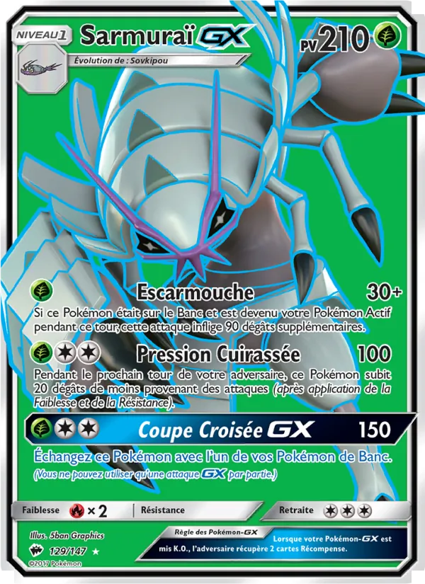 Carte Pokémon Sarmuraï GX de l'extension Ombres Ardentes