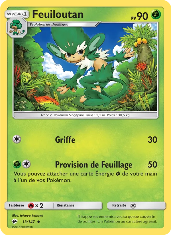 Carte Pokémon Feuiloutan de l'extension Ombres Ardentes