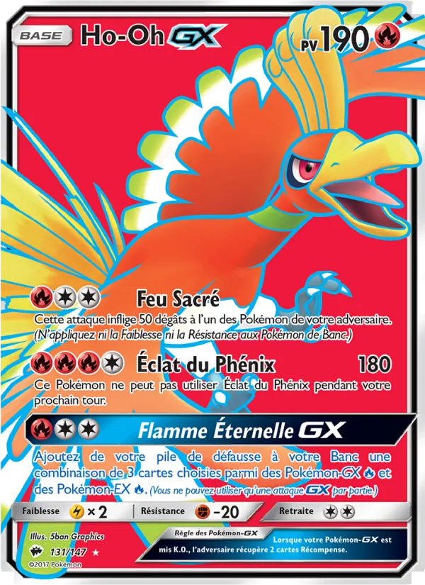 Carte Pokémon Ho-Oh GX de l'extension Ombres Ardentes