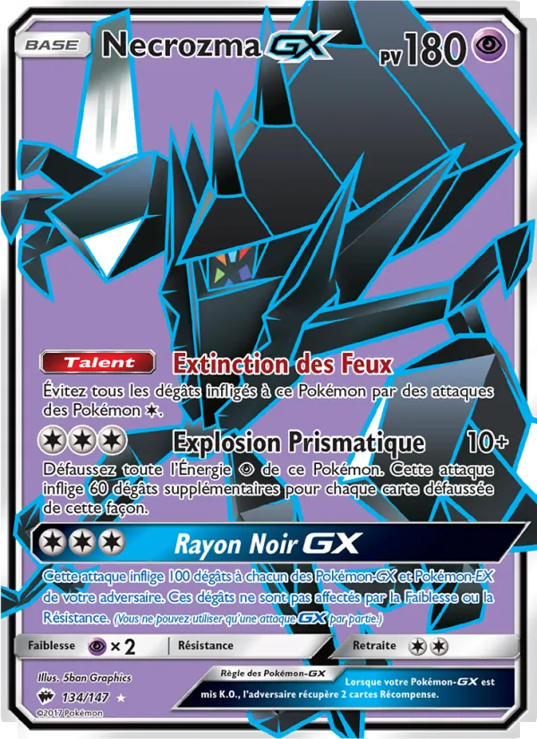 Carte Pokémon Necrozma GX de l'extension Ombres Ardentes