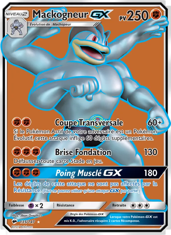 Carte Pokémon Mackogneur GX de l'extension Ombres Ardentes