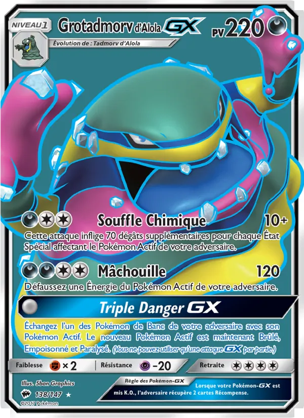 Carte Pokémon Grotadmorv d’Alola GX de l'extension Ombres Ardentes