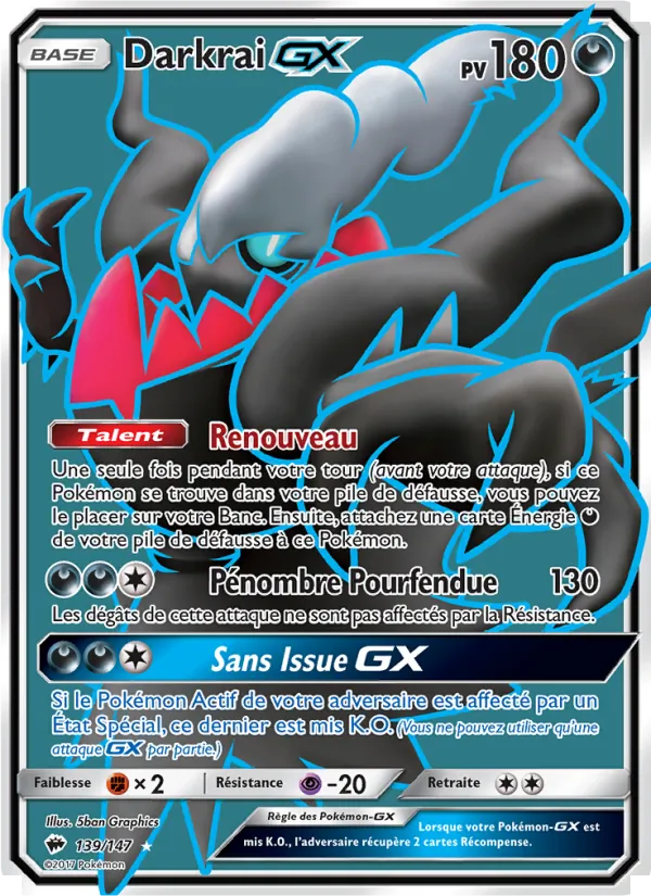 Carte Pokémon Darkrai GX de l'extension Ombres Ardentes