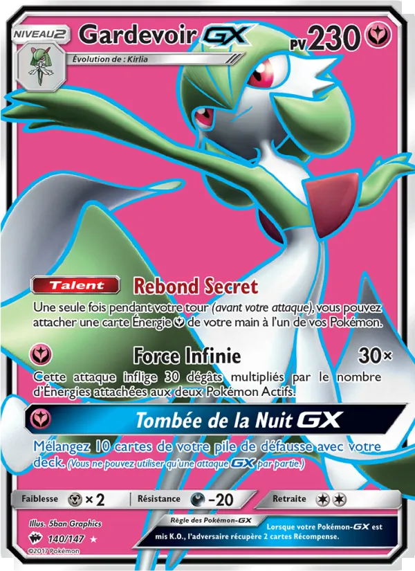 Carte Pokémon Gardevoir GX de l'extension Ombres Ardentes
