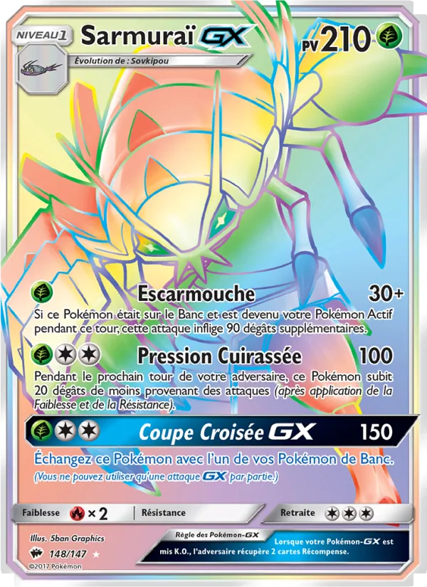 Carte Pokémon Sarmuraï GX de l'extension Ombres Ardentes