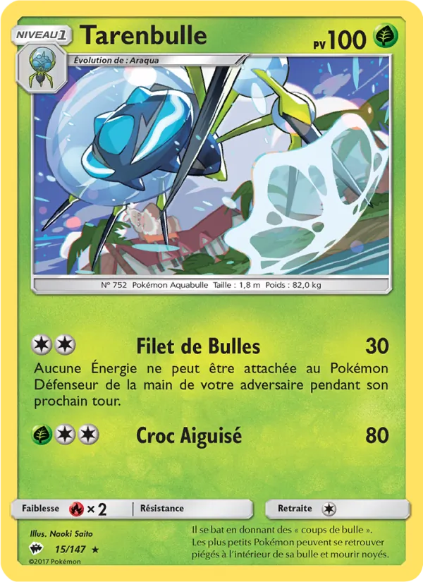 Carte Pokémon Tarenbulle de l'extension Ombres Ardentes