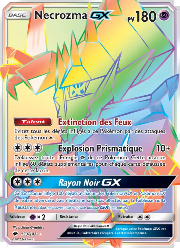 Carte Pokémon Necrozma GX de l'extension Ombres Ardentes
