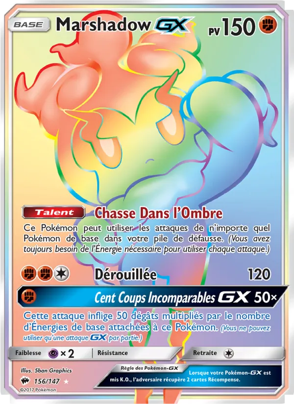 Carte Pokémon Marshadow GX de l'extension Ombres Ardentes