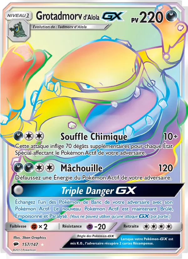 Carte Pokémon Grotadmorv d’Alola GX de l'extension Ombres Ardentes