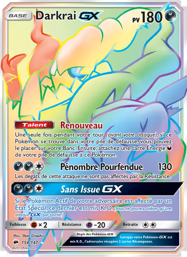 Carte Pokémon Darkrai GX de l'extension Ombres Ardentes