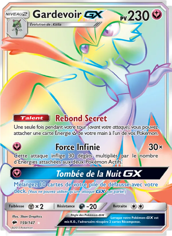 Carte Pokémon Gardevoir GX de l'extension Ombres Ardentes