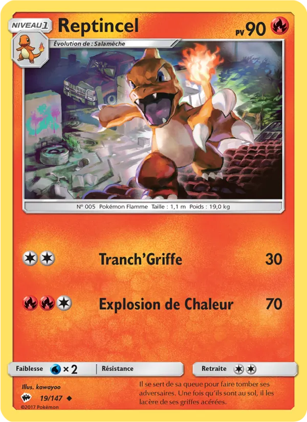 Carte Pokémon Reptincel de l'extension Ombres Ardentes