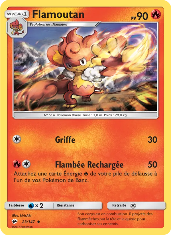 Carte Pokémon Flamoutan de l'extension Ombres Ardentes