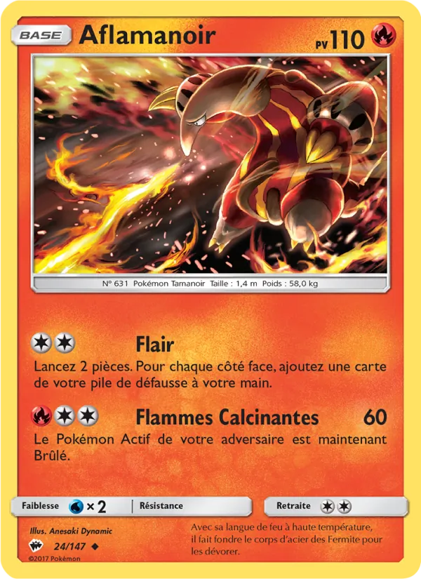 Carte Pokémon Aflamanoir de l'extension Ombres Ardentes