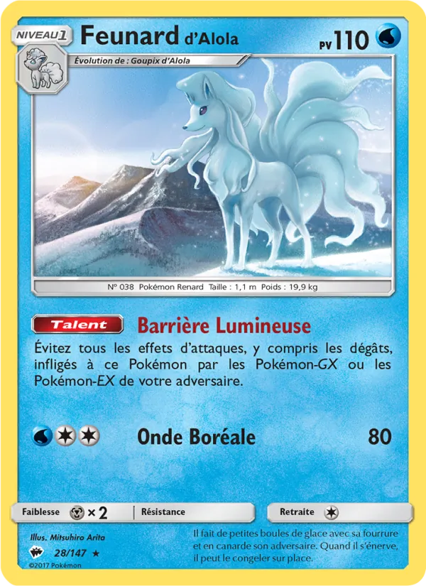 Carte Pokémon Feunard d’Alola de l'extension Ombres Ardentes
