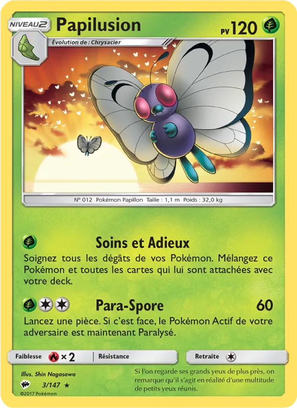 Carte Pokémon Papilusion de l'extension Ombres Ardentes