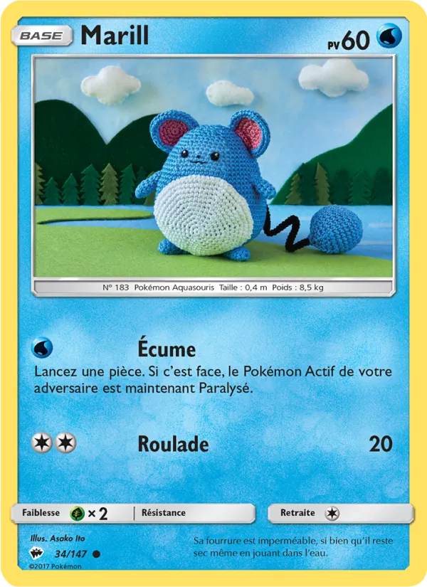 Carte Pokémon Marill de l'extension Ombres Ardentes