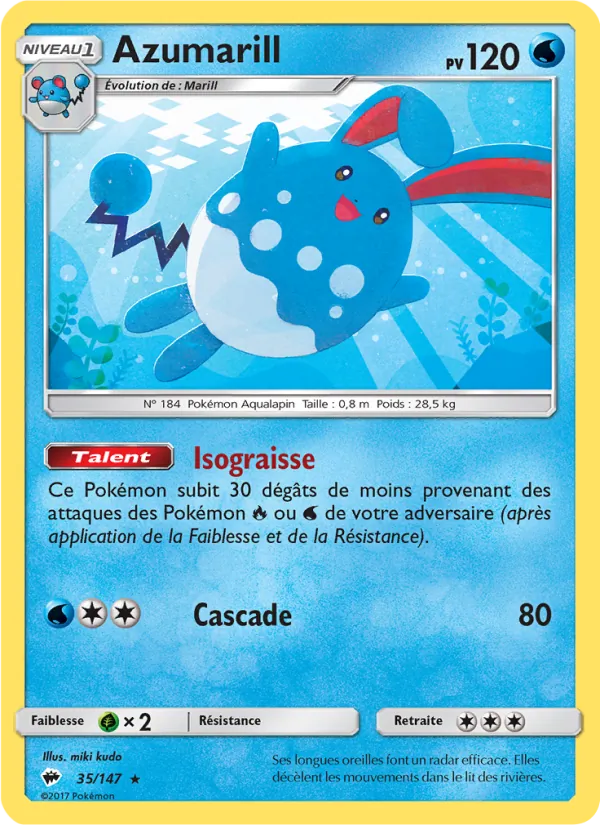 Carte Pokémon Azumarill de l'extension Ombres Ardentes