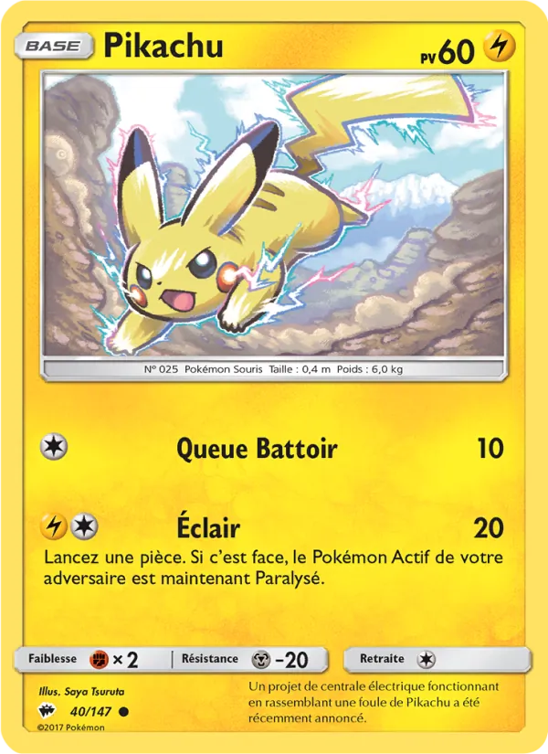 Carte Pokémon Pikachu de l'extension Ombres Ardentes