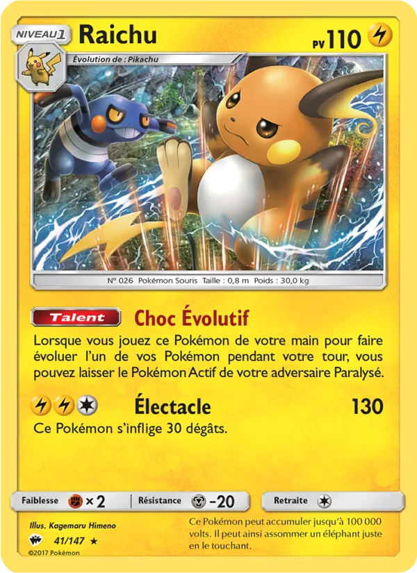 Carte Pokémon Raichu de l'extension Ombres Ardentes