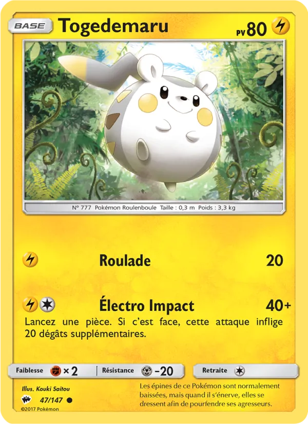 Carte Pokémon Togedemaru de l'extension Ombres Ardentes