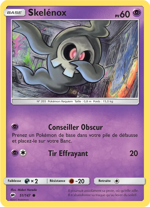 Carte Pokémon Skelénox de l'extension Ombres Ardentes
