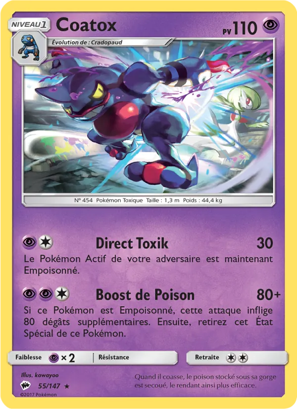 Carte Pokémon Coatox de l'extension Ombres Ardentes