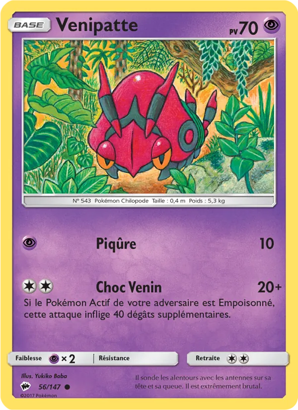 Carte Pokémon Venipatte de l'extension Ombres Ardentes
