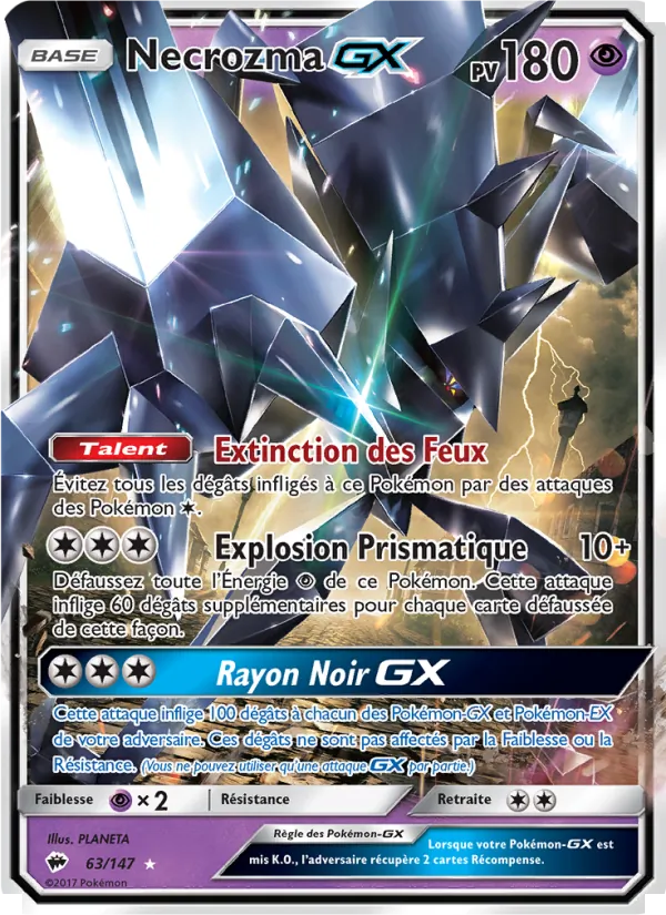Carte Pokémon Necrozma GX de l'extension Ombres Ardentes