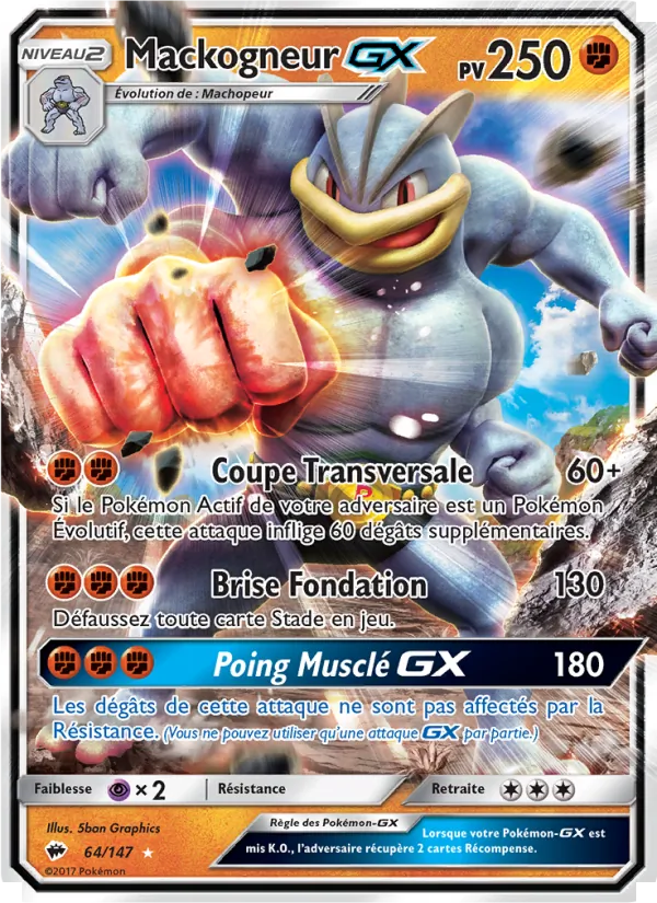 Carte Pokémon Mackogneur GX de l'extension Ombres Ardentes