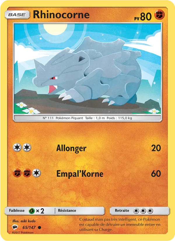 Carte Pokémon Rhinocorne de l'extension Ombres Ardentes