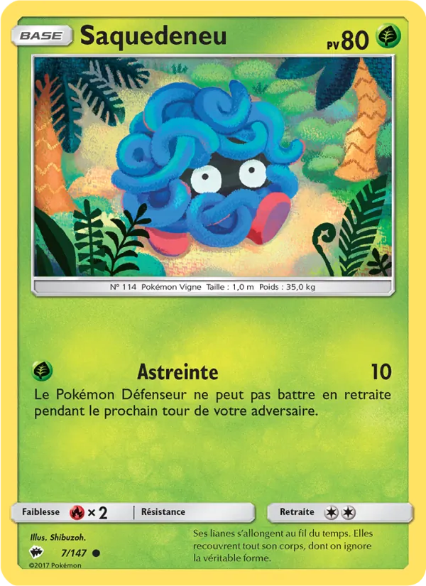 Carte Pokémon Saquedeneu de l'extension Ombres Ardentes