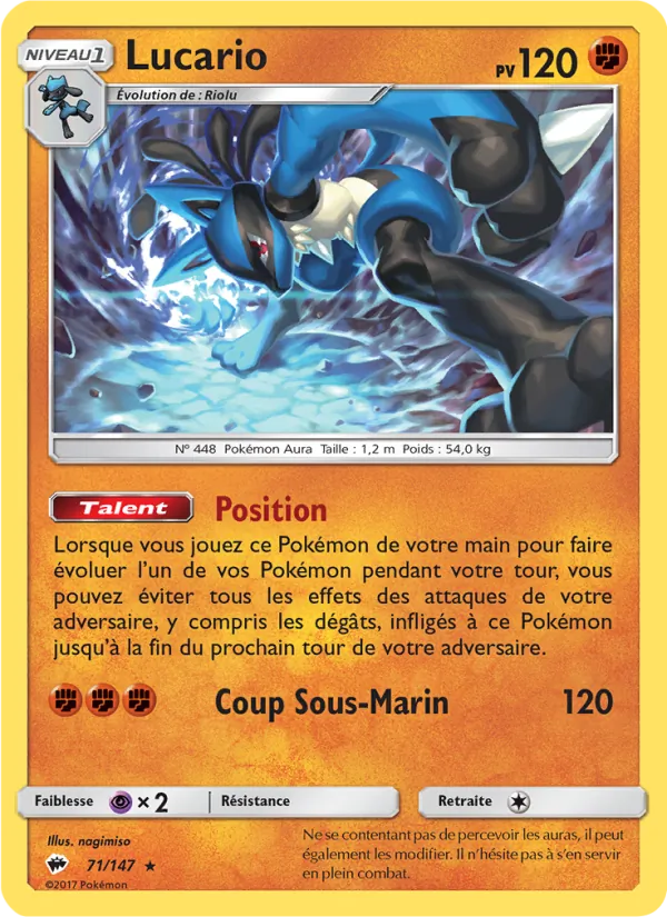 Carte Pokémon Lucario de l'extension Ombres Ardentes