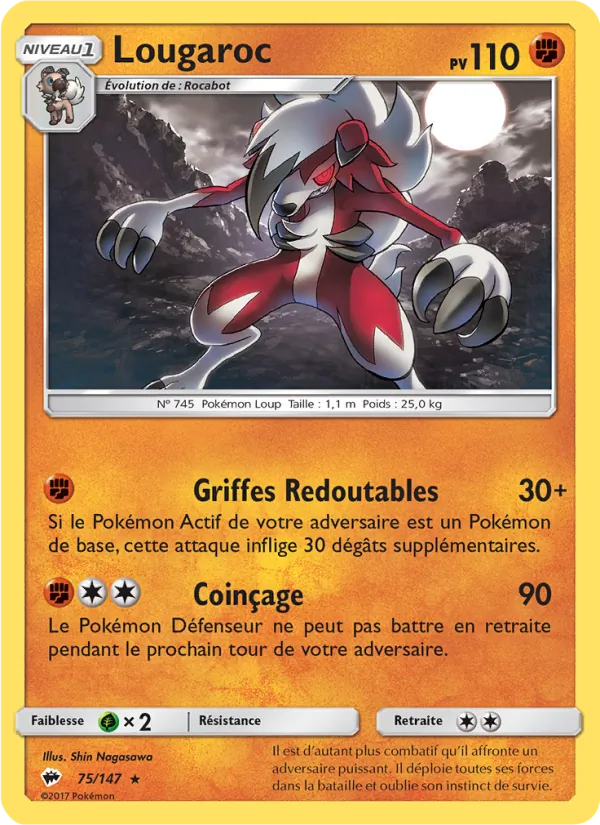 Carte Pokémon Lougaroc de l'extension Ombres Ardentes