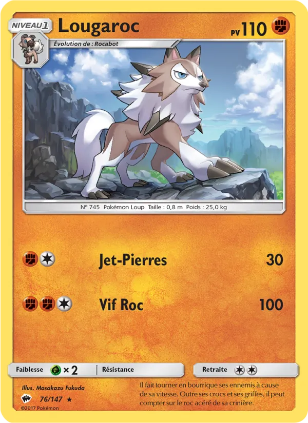 Carte Pokémon Lougaroc de l'extension Ombres Ardentes