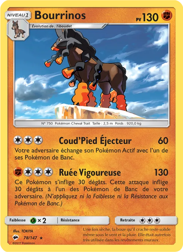 Carte Pokémon Bourrinos de l'extension Ombres Ardentes