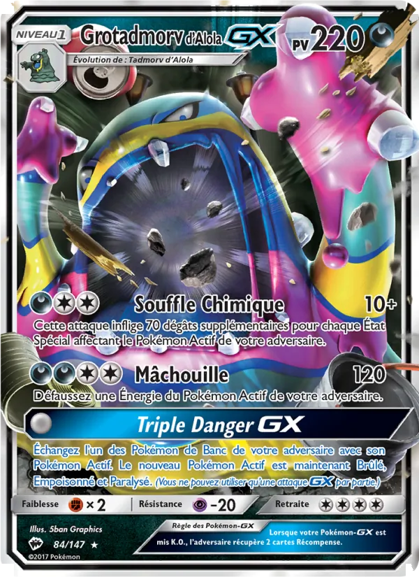 Carte Pokémon Grotadmorv d’Alola GX de l'extension Ombres Ardentes